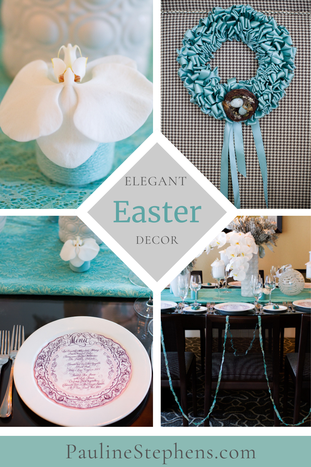 a picture collage of easter egg wreath and an elegant easter decoration ideas