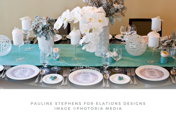 A Richmond, Virginia decorates a tablescape full of robin's egg blue accents